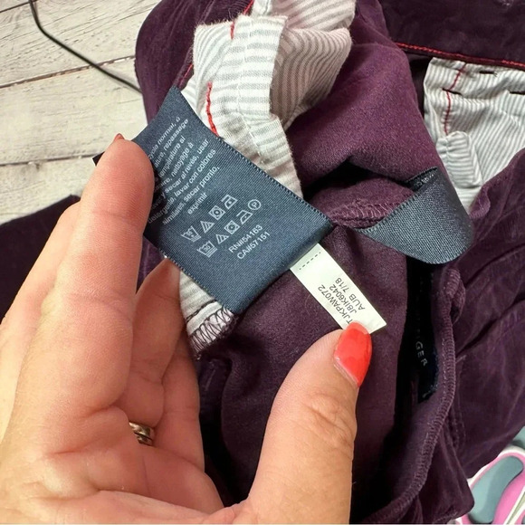 tommy hilfiger dark purple plum corduroy greenwich skinny pants sz 14 - Picture 9 of 9